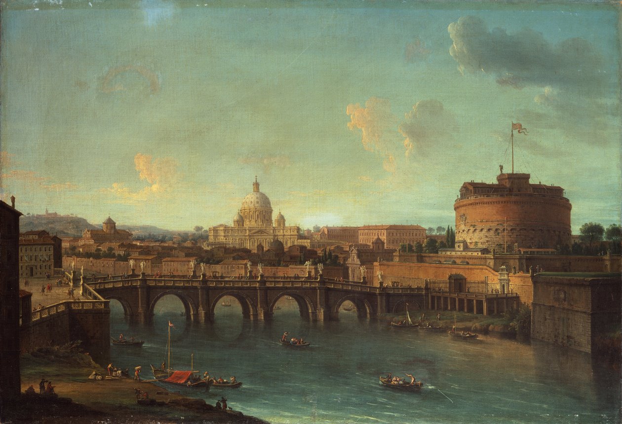 The Tiber, Rome, looking towards the Castel Sant'Angelo, with Saint ...