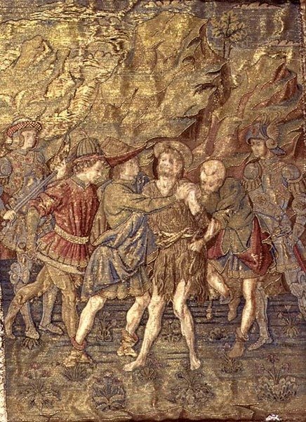 The Arrest of St. John the Baptist, tapestry depicting scenes from the life of the saint by Antonio Pollaiuolo