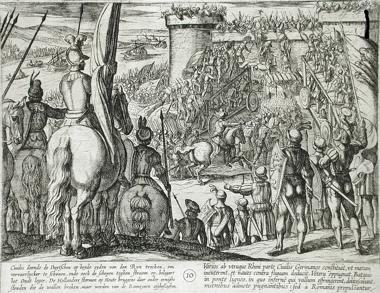 Civilis Using Movable Wooden Bridges to Attack a Fortress by Antonio Tempesta