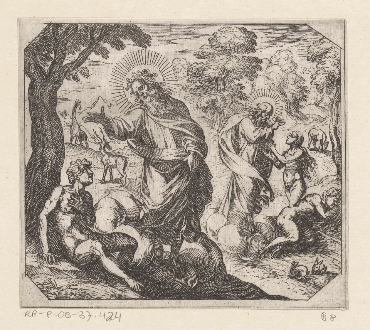The Creation of Adam and Eve by Antonio Tempesta
