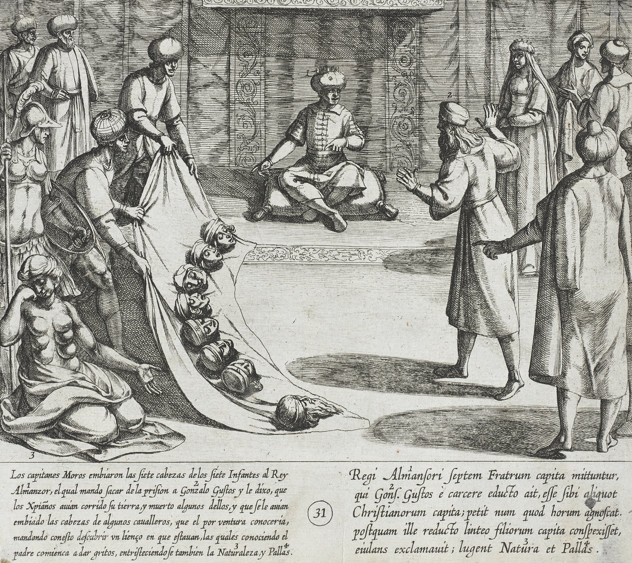 In the Presence of Almanzor, Gonzalo Gustos Identifies the Severed Heads of His Sons by Antonio Tempesta