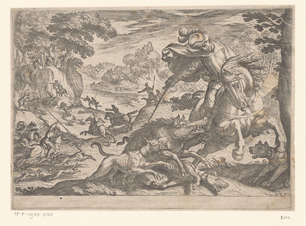Boar Hunt (Hunting Scenes, Part 6) by Antonio Tempesta