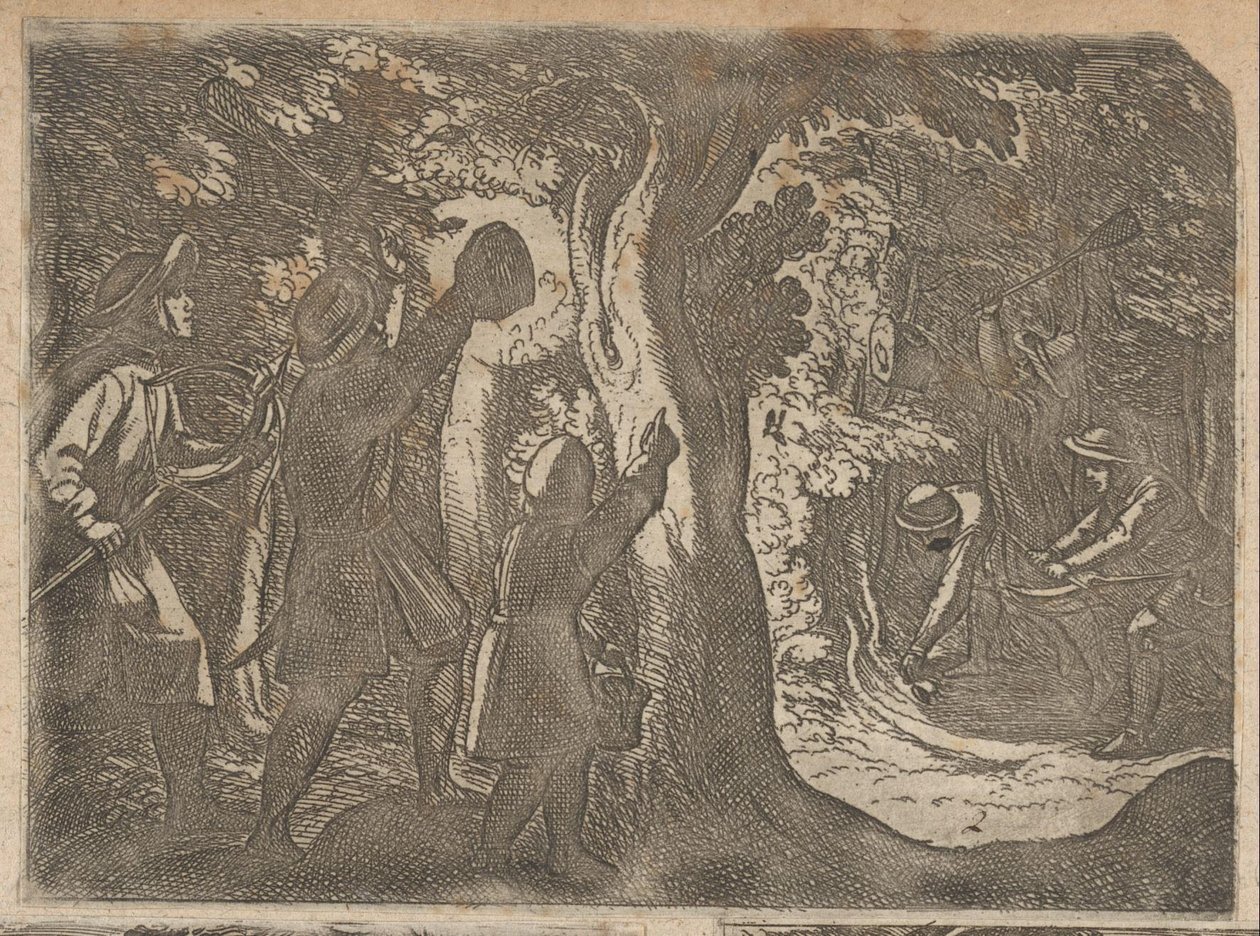 Hunters Catching Birds at Night (series title: Hunting Scenes, Part 2) by Antonio Tempesta