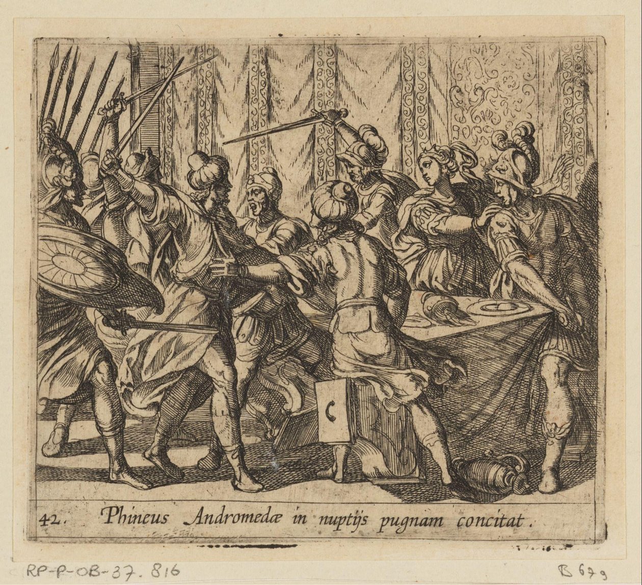 Phineus Disrupts the Wedding of Perseus and Andromeda (Metamorphoses of Ovid) by Antonio Tempesta
