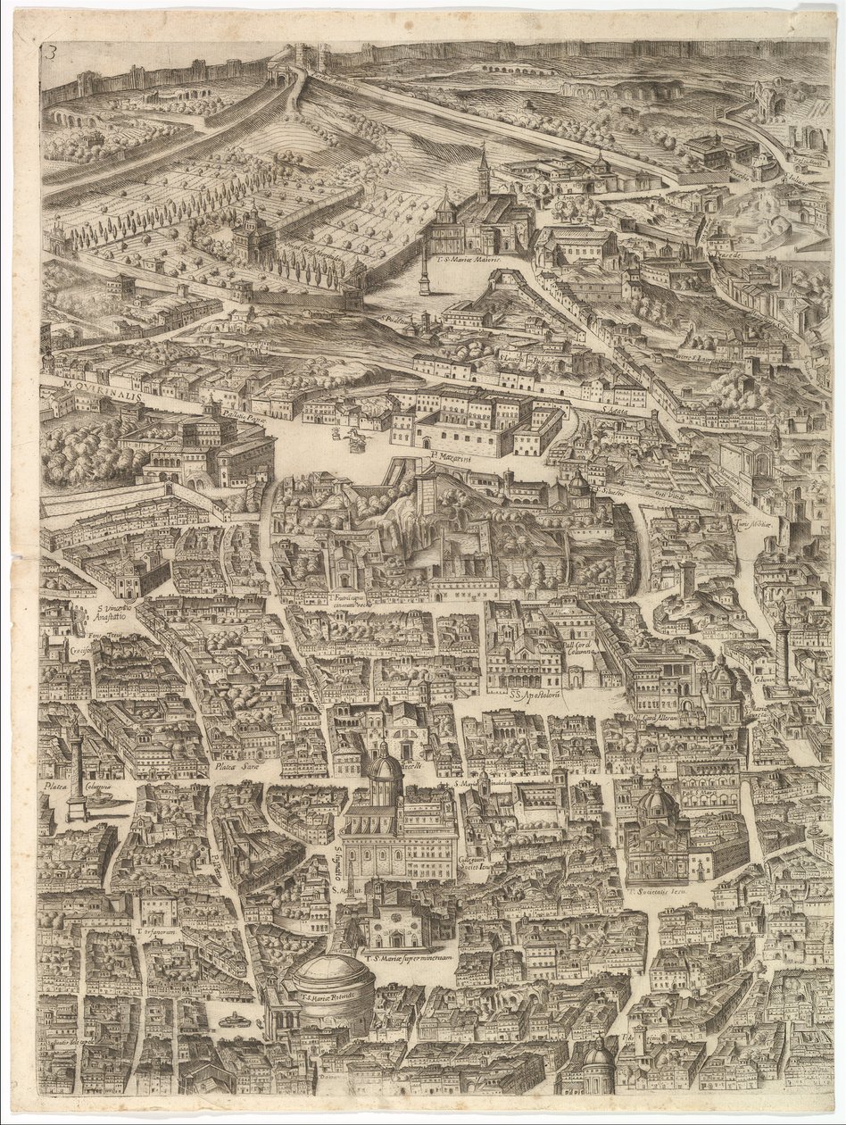 Plan of the City of Rome. Part 3 with the Santa Maria Maggiore, the Pantheon and Trajan
