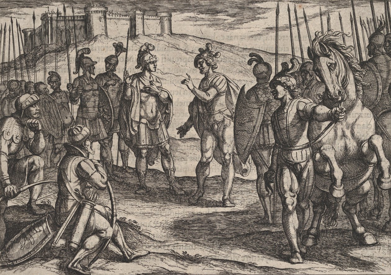 Civilis Treating with a Roman Commander, from The War of the Romans Against the... by Antonio Tempesta