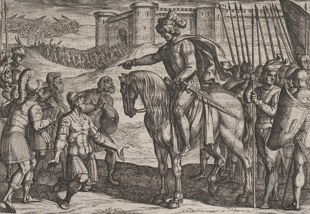 Men from the Fortress Surrender and Pledge Their Lives to Civilis, from The War by Antonio Tempesta
