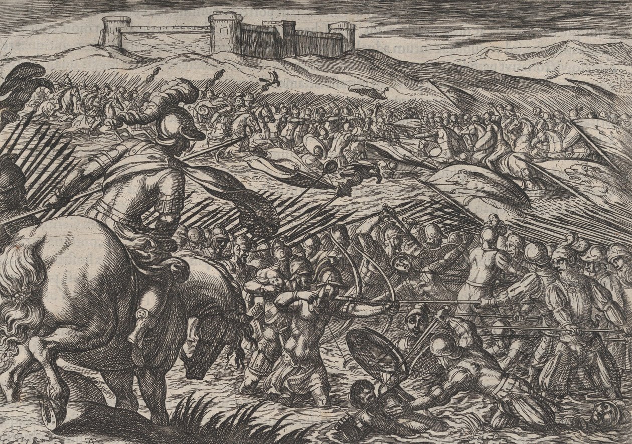 Plate 29: Civilis Floods the Land by Defensively Breaking the Dikes, from The War of the Romans by Antonio Tempesta