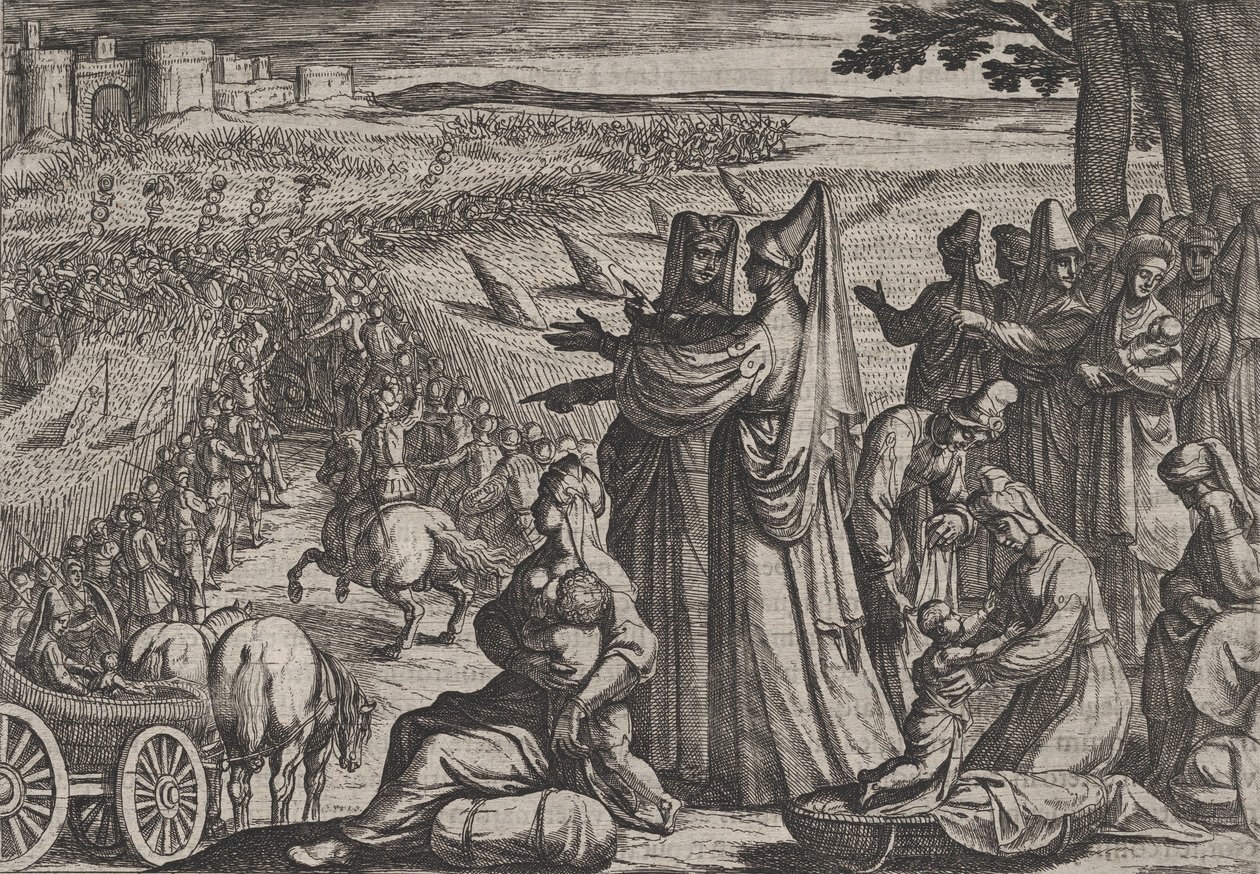 Plate 8: Women and Children Observe Civilis Battling the Romans, from The War of the Romans, 1611 by Antonio Tempesta