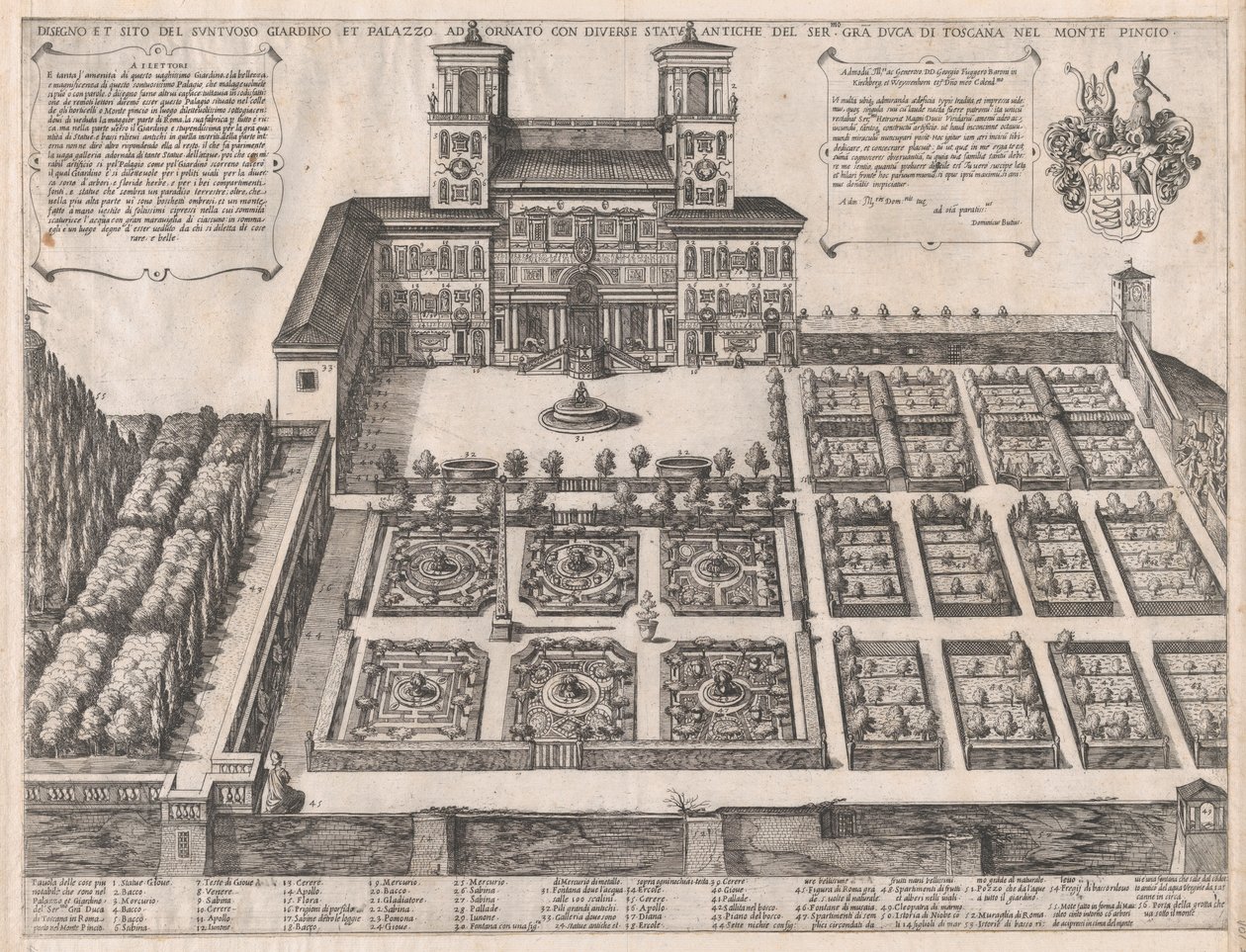 Speculum Romanae Magnificentiae: Monte Pincio Palace and Gardens, mid to late 16th century by Antonio Tempesta