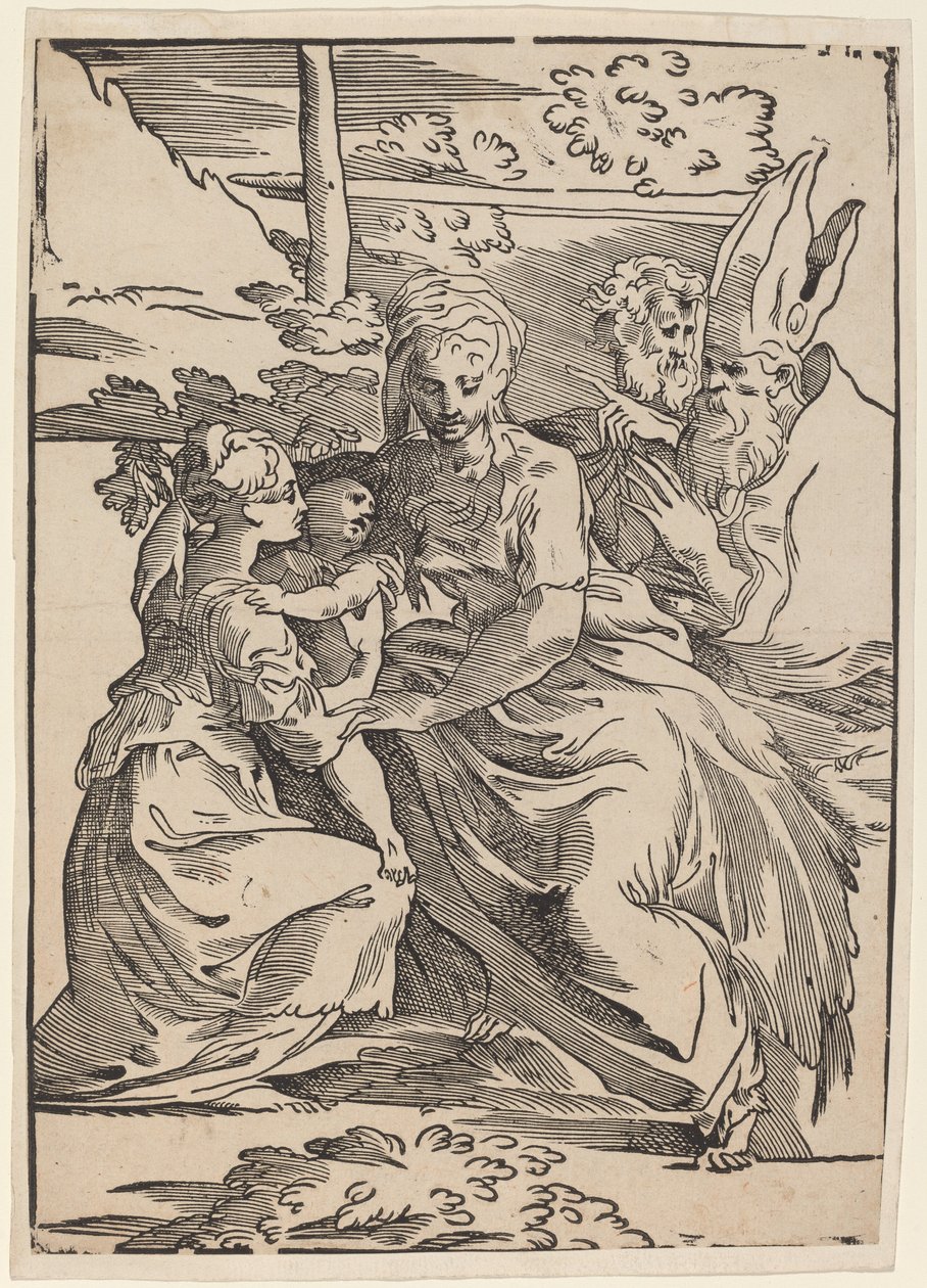 The Holy Family with Two Saints by Antonio da Trento after Parmigianino