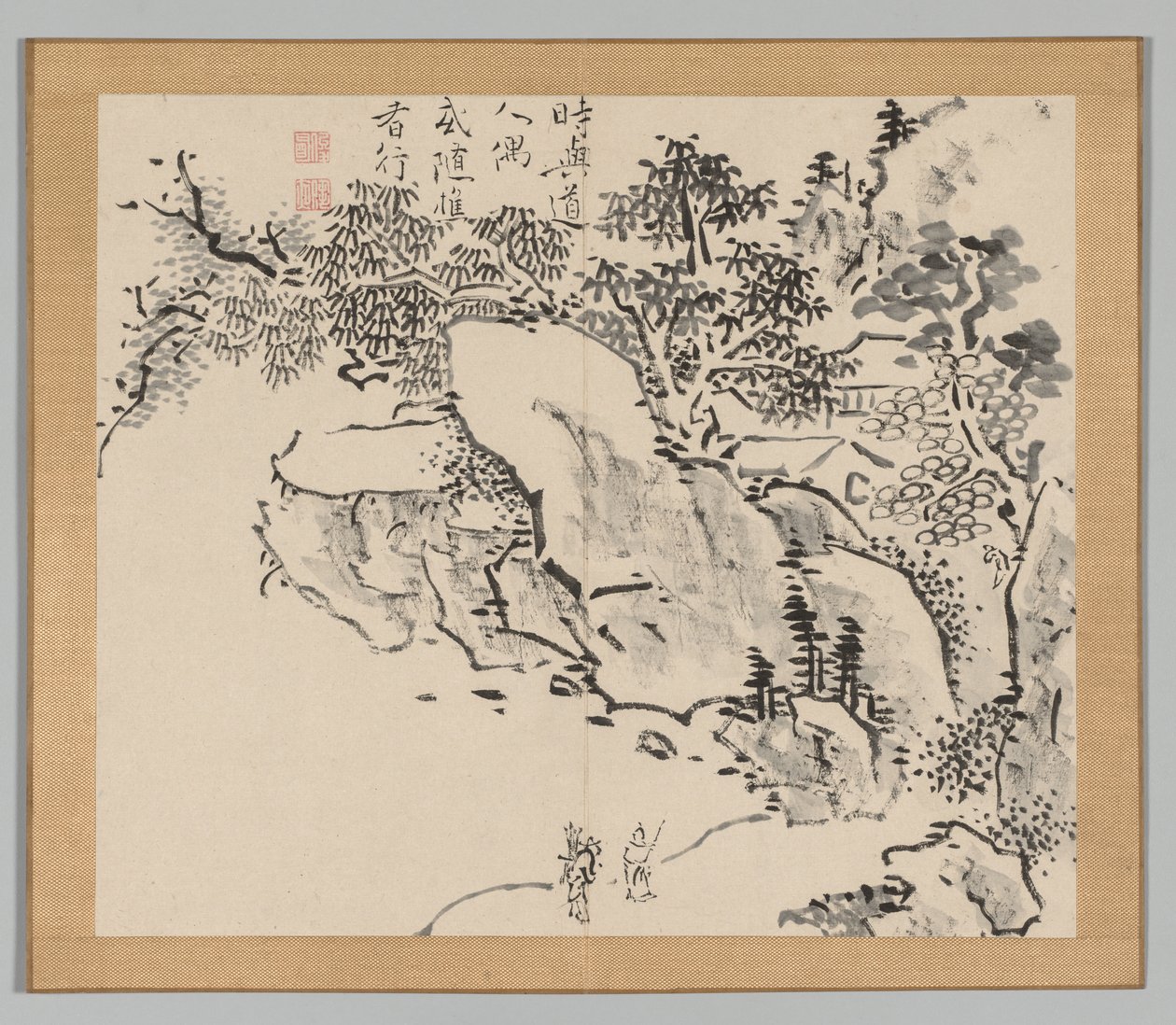 Double Album of Landscape Studies after Ikeno Taiga, Volume 2 Leaf 34, 18th Century by Aoki Shukuya