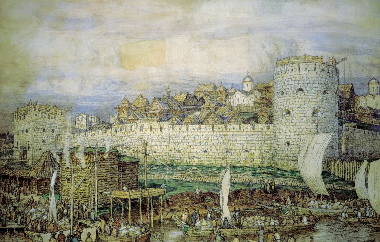 Probable View of the White-Stone Kremlin of Dmitry Donskoy. The End of the 14th Century by Apollinari Mikhailovich Vasnetsov