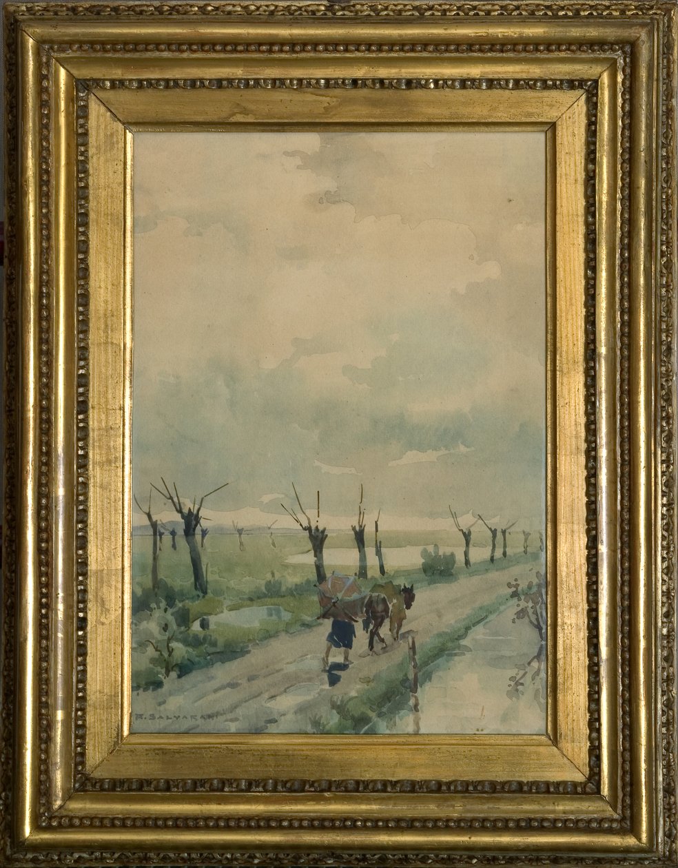Landscape with persons by Arcangelo Salvarani