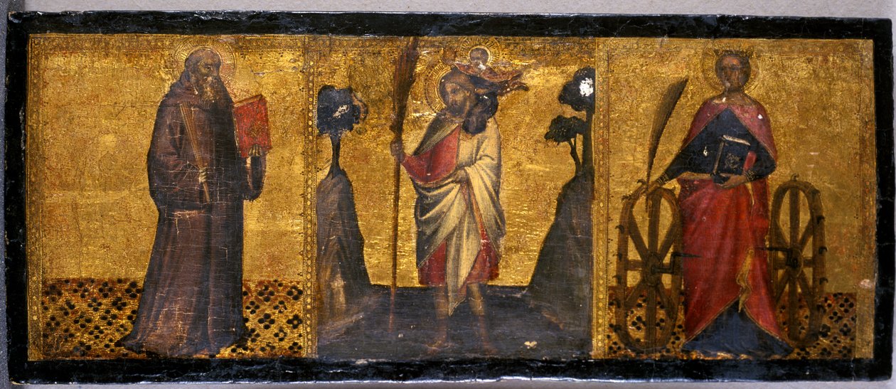 St. Benedict, St. Christopher and St. Catherine by Aretino Luca Spinello or Spinelli
