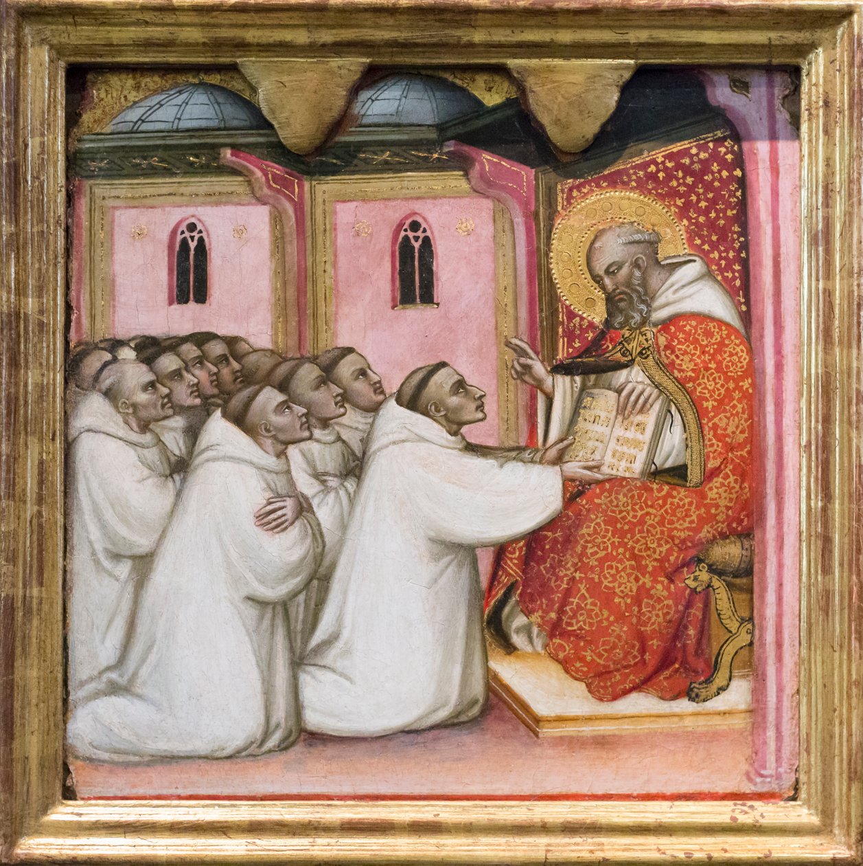 St Benedict Blesses the Monks by Aretino Luca Spinello or Spinelli