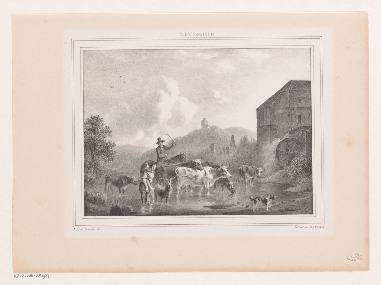 Herd Crossing a River by Arie Ketting de Koningh