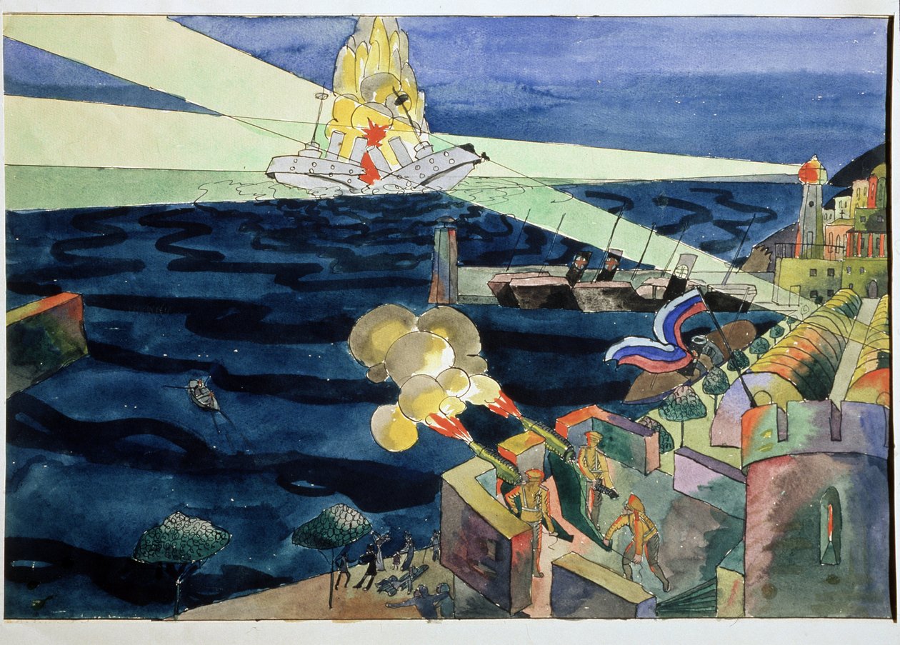 A Naval Battle by Aristarkh Vasilievic Lentulov