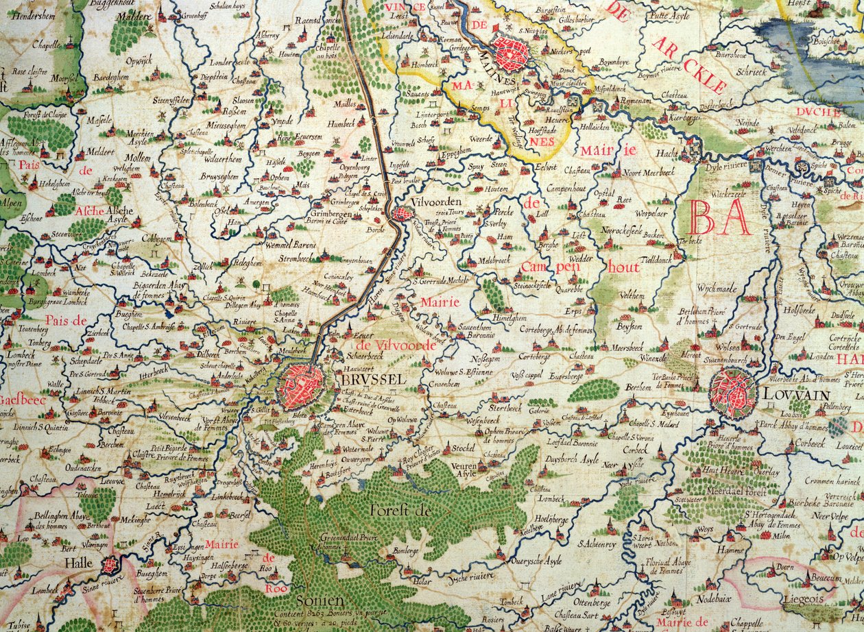 Map of Belgium at the Time of the Thirty Years War, from the 