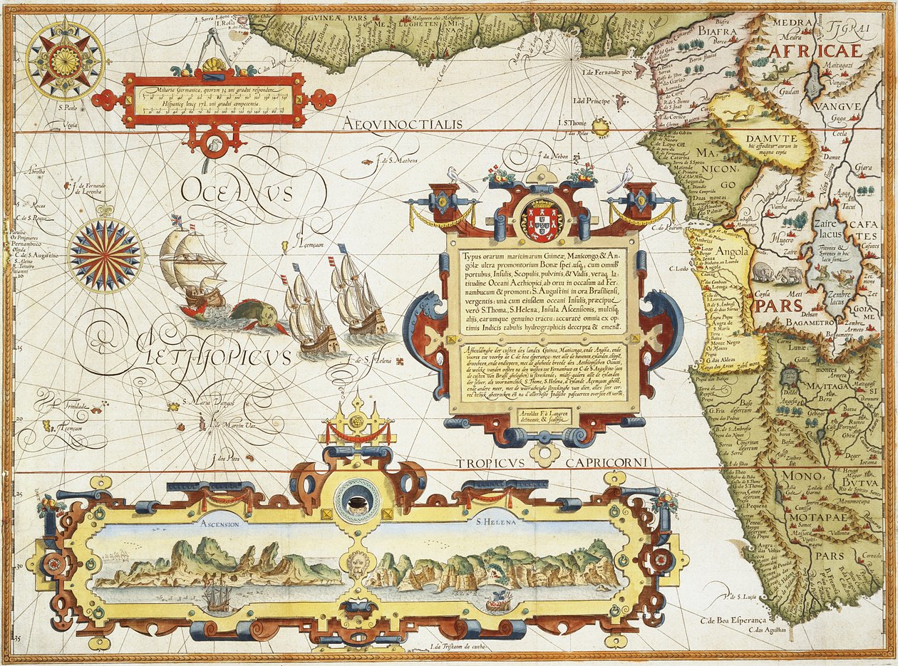 Map of West African coastline, 1596 by Arnold Florent van Langren