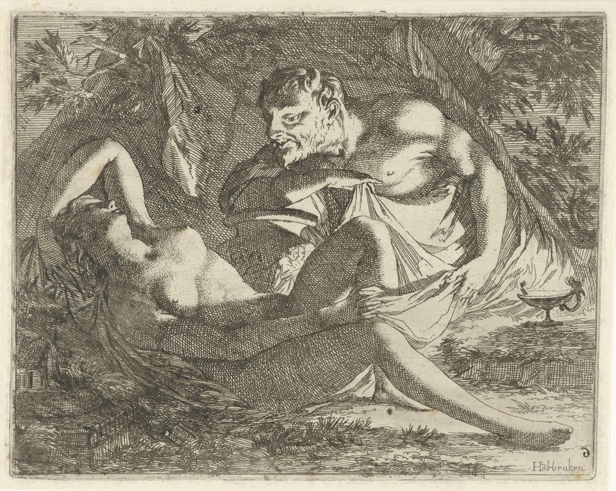 Sleeping Nymph Spied on by a Satyr by Arnold Houbraken