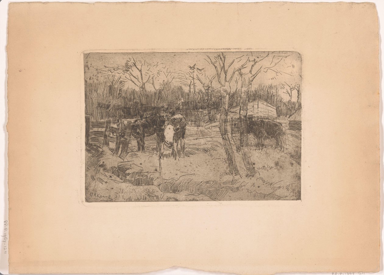 Meadow with trees and cows by Arnold Koning