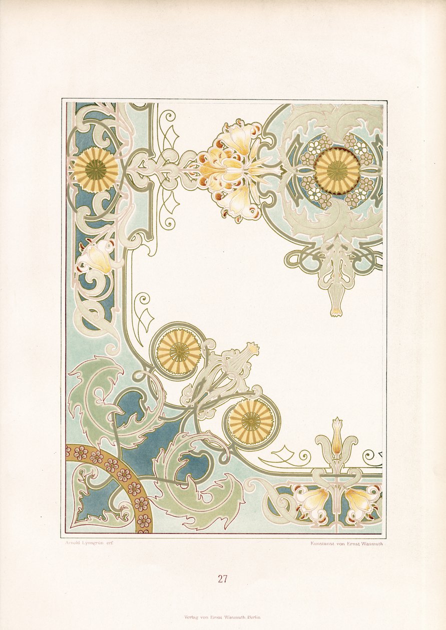 Elegant Corner Ornament with Sunflower Motifs by Arnold Lyongrün