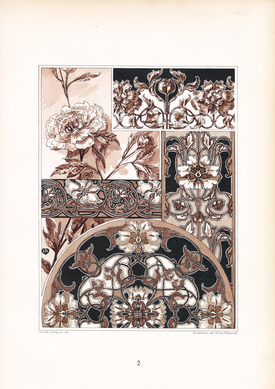 Monochrome Carnation Motifs and Ornaments by Arnold Lyongrün