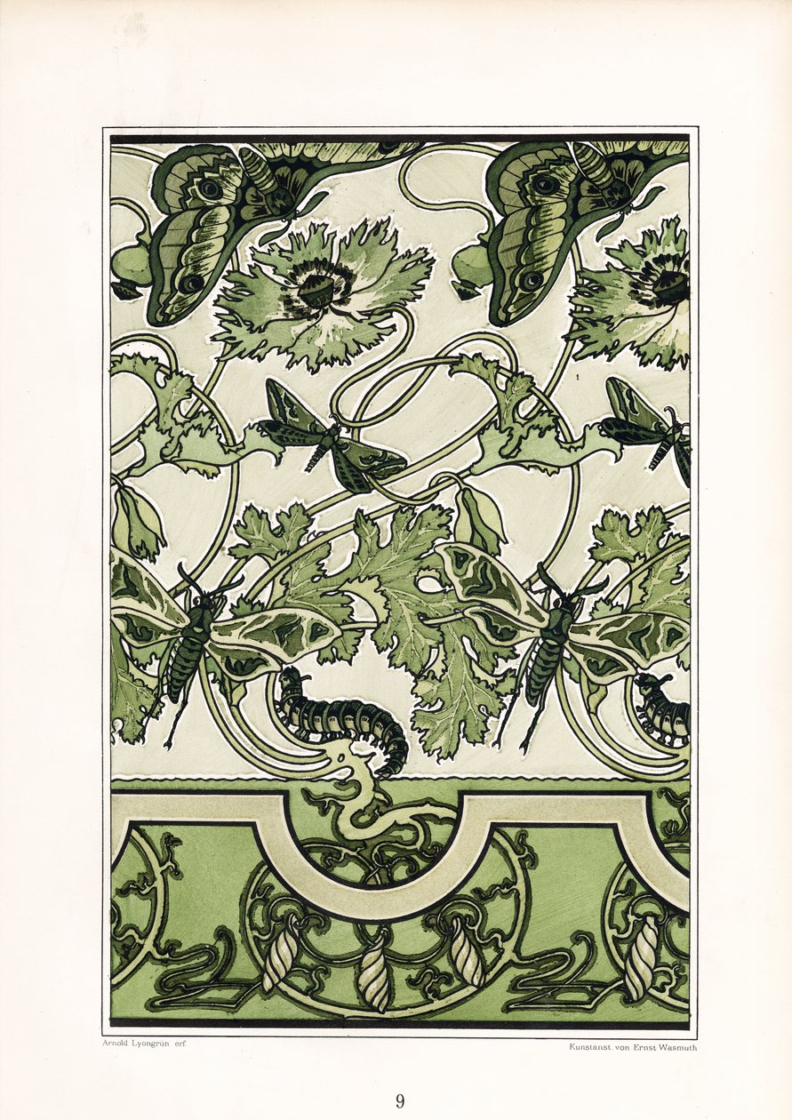 Poppy Ornament with Insect Motifs by Arnold Lyongrün