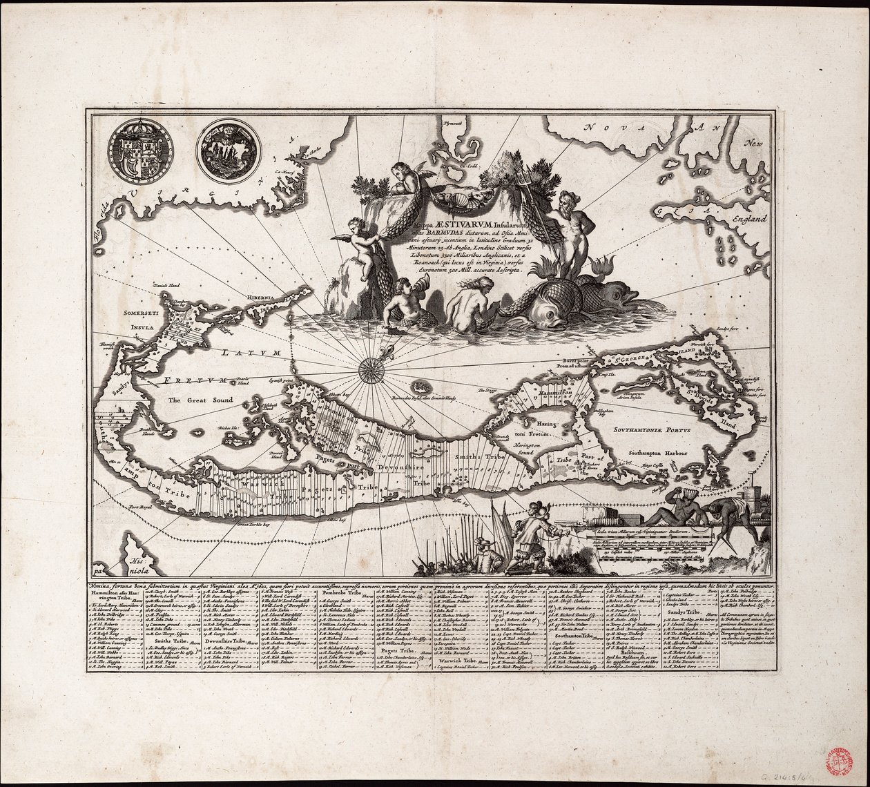 Mappa Aestivarum Insularum, alias Barmudas Dictarum by Arnoldus Montanus