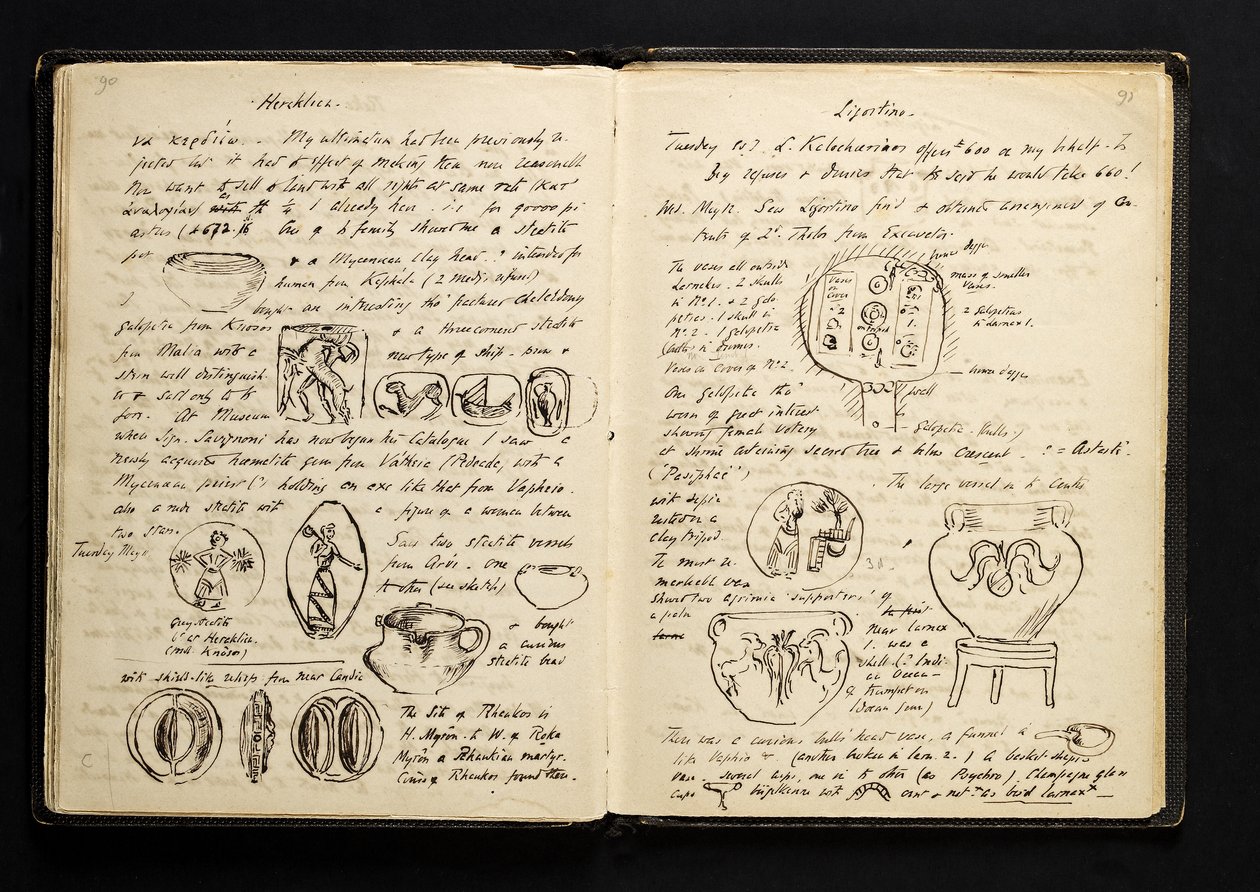 Page from Travel Diary, during a visit to Crete, 1896 by Arthur John Evans