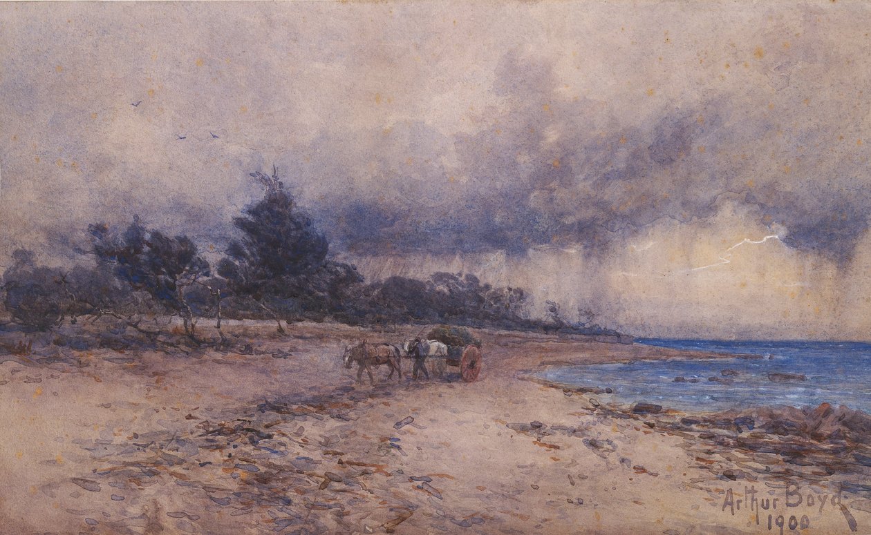 Gathering Seaweed Before the Storm, Sandringham Beach by Arthur Merric Boyd