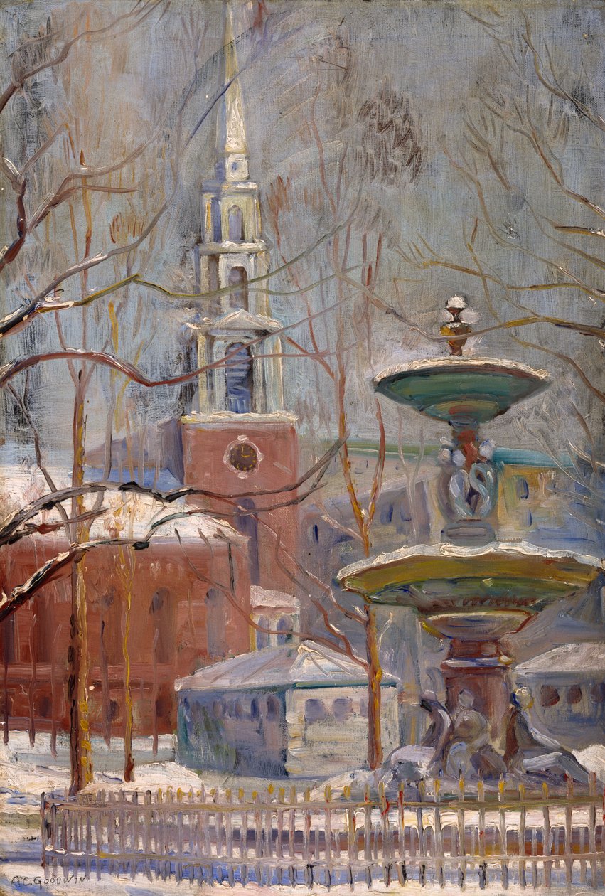 Park Street at Boston Commons, c.1910-20 by Arthur Clifton Goodwin