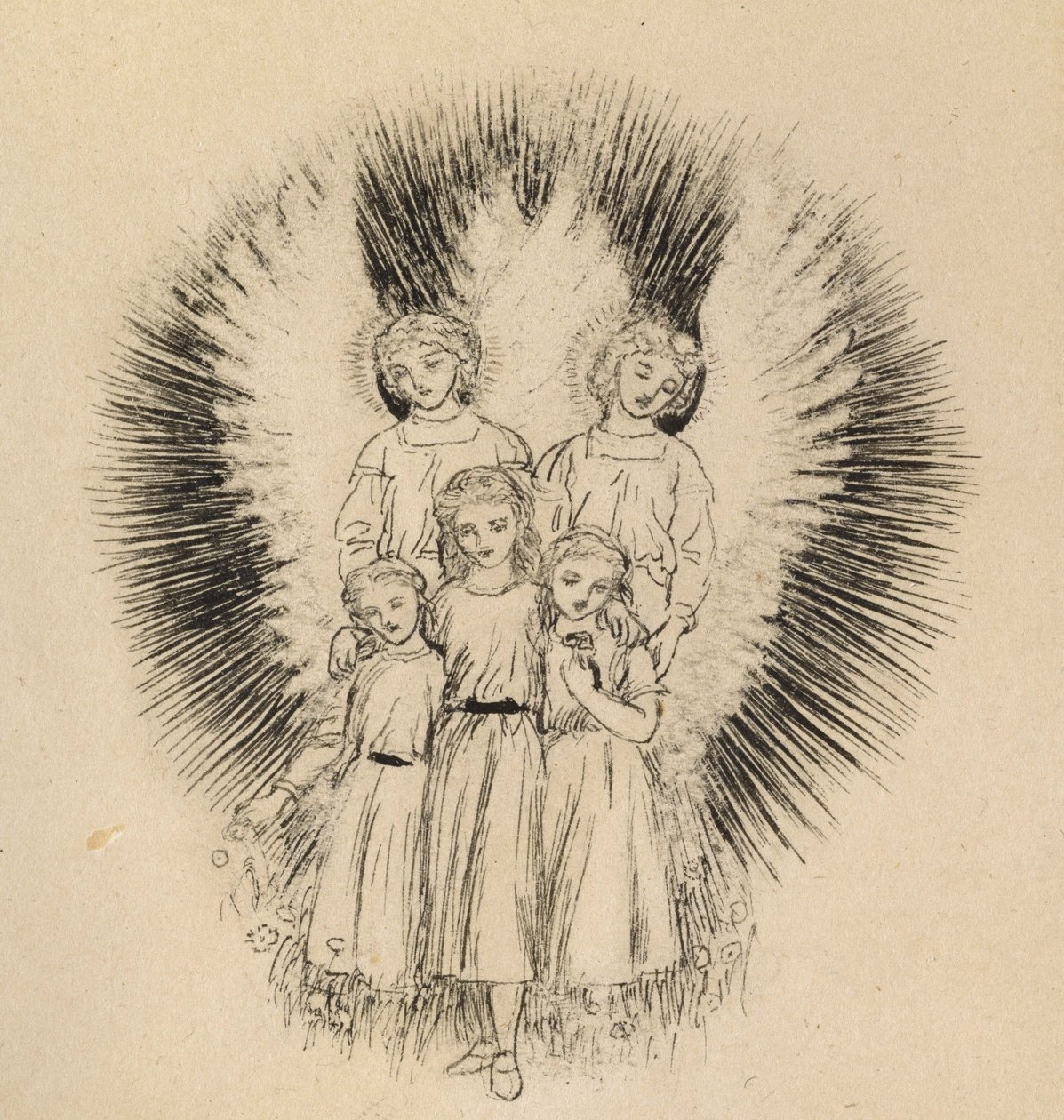 Three Little Children on the Wide Wide Earth by Arthur Hughes