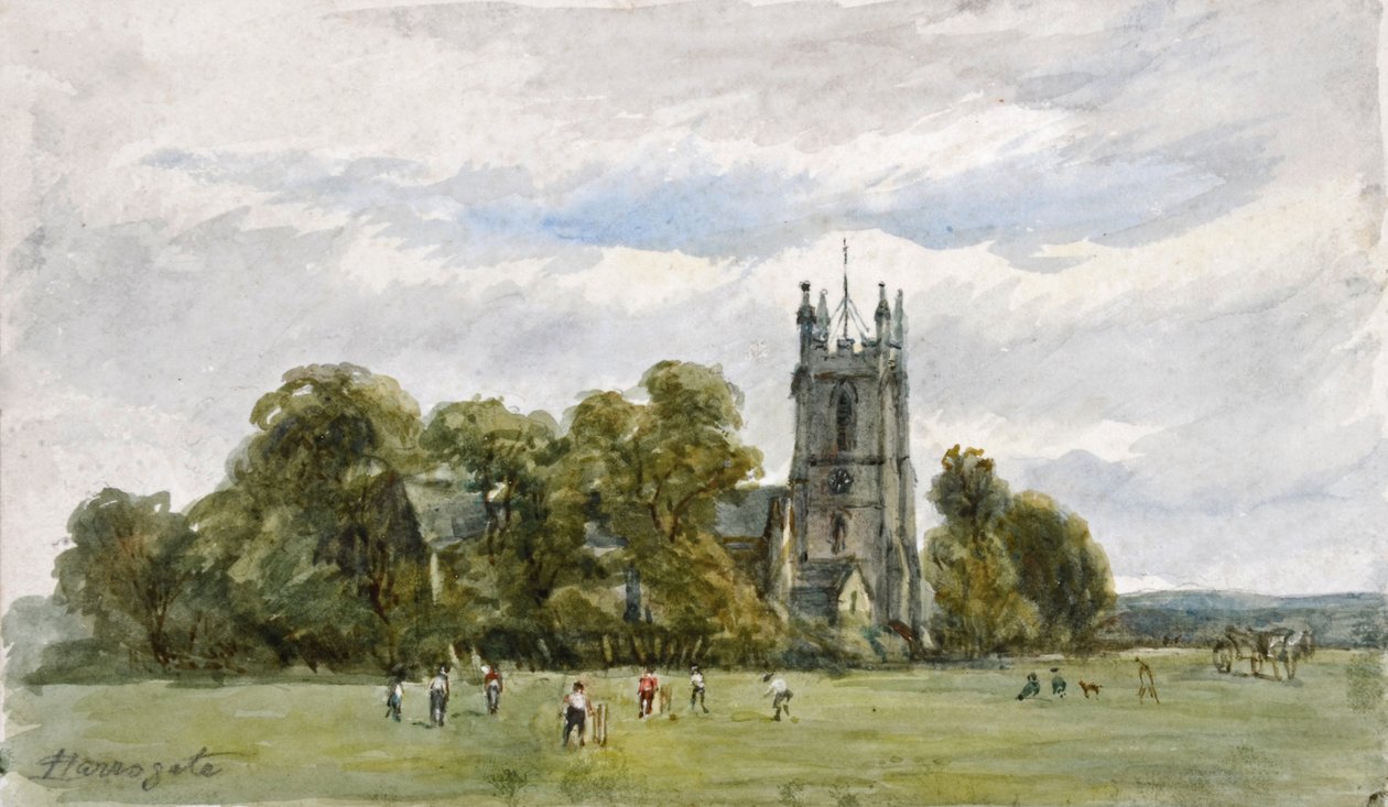 Cricket on the Stray, in front of Christ Church, High Harrogate by Arthur J. Stark