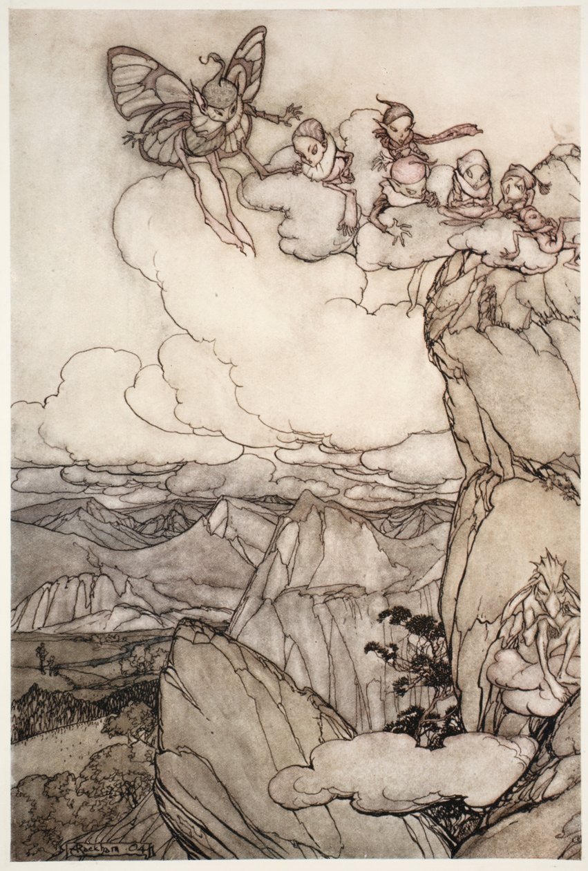 Fairies in mountains, from Rip Van Winkle by Washington Irving, pub. 1910