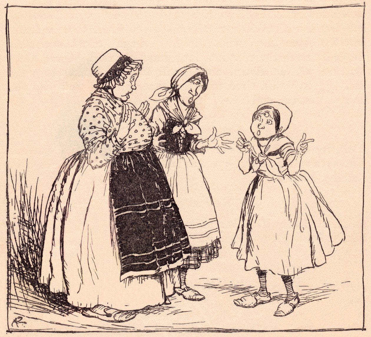 Now I know why that stuck-up thing there does not eat. Illustration by Arthur Rackham from Grimm