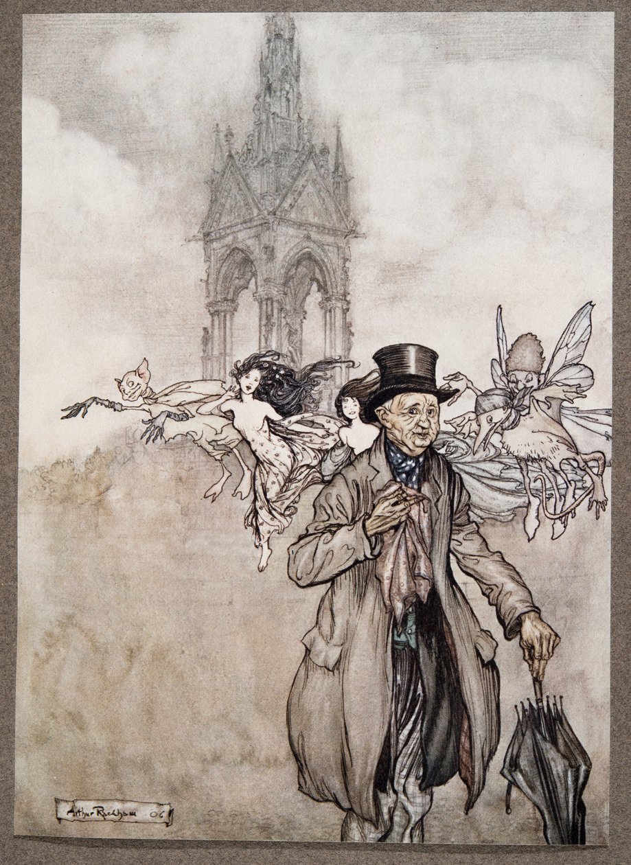 Old Mr. Salford was a crab-apple of an old gentleman who wandered all day in the Gardens, from Peter Pan in Kensington Gardens by J.M. Barrie, pub. 1906 by Arthur Rackham