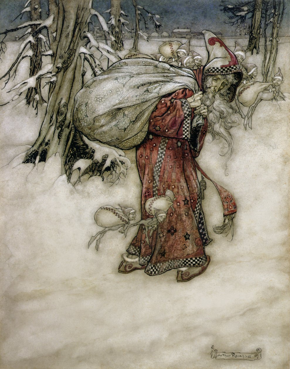 Santa Claus, illustration from Arthur Rackham