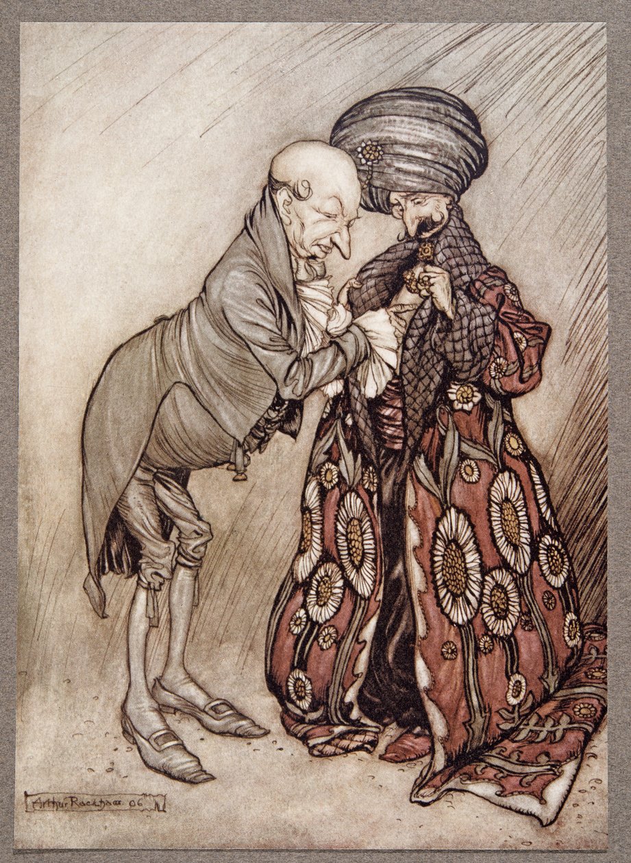 Shook his bald head and murmured, Cold, quite cold, from Peter Pan in Kensington Gardens by J.M. Barrie, pub. 1906 by Arthur Rackham