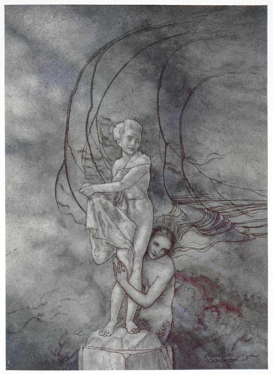 She Put Her Arms Round the Marble Figure Which Was So Like the Prince by Arthur Rackham