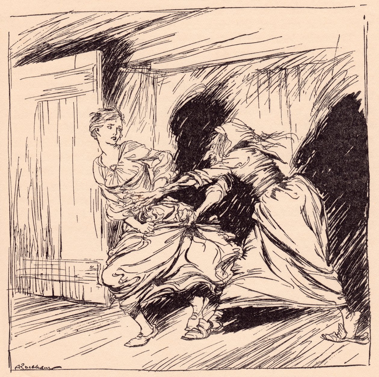 The Old Woman Seized Her by the Gown and Tried to Hold Her Fast ...