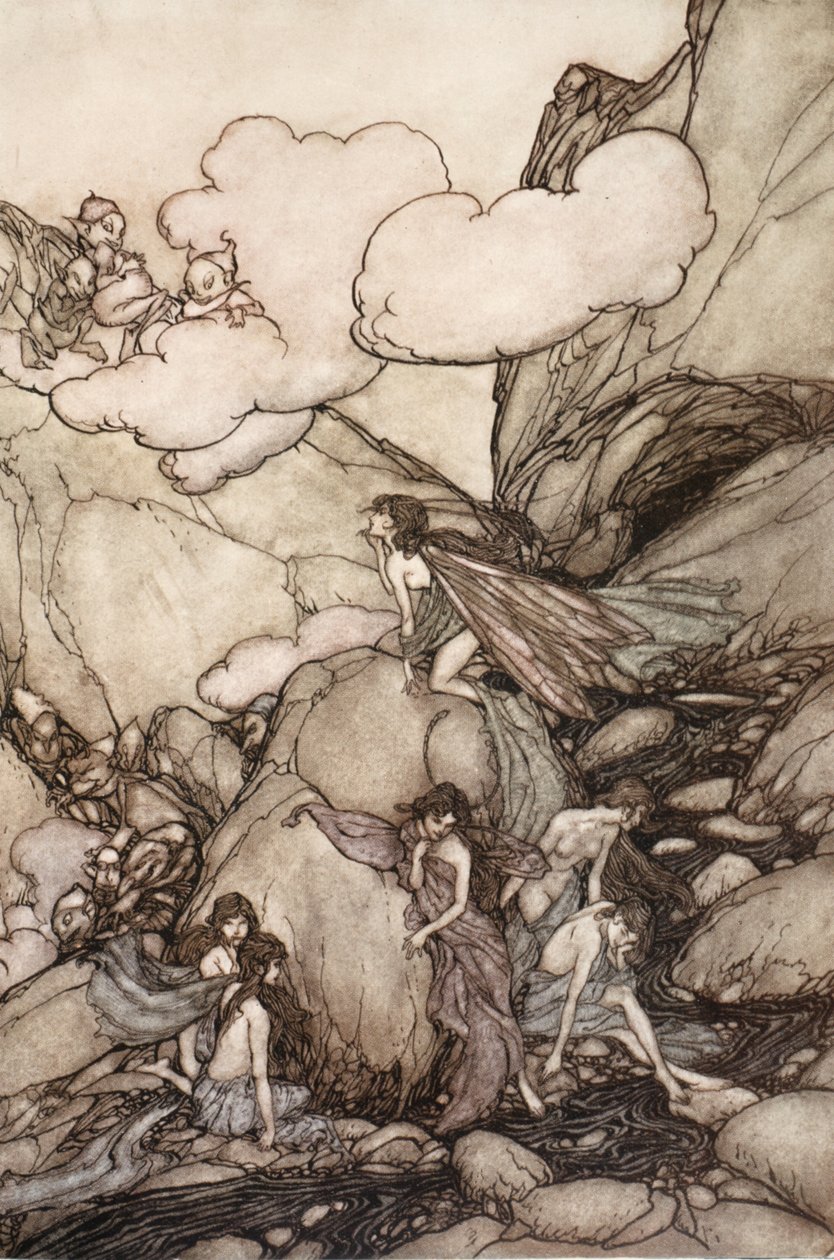 These fairy mountains, from Rip Van Winkle by Washington Irving, pub. 1910 by Arthur Rackham