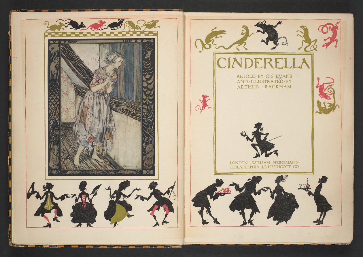 Title page and frontispiece from Cinderella, retold by C.S. Evans, and illustrated by Arthur Rackham by Arthur Rackham