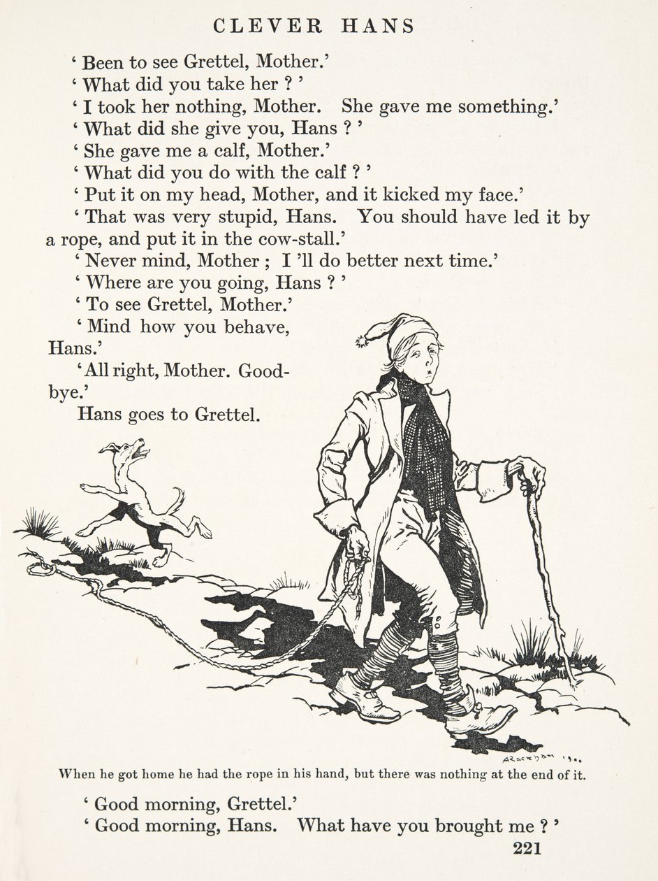 When he got home he had the rope in his hand, but there was nothing at the end of it by Arthur Rackham