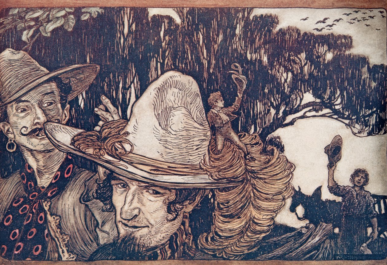 When Tom had said goodbye to his Father they went away with him by Arthur Rackham