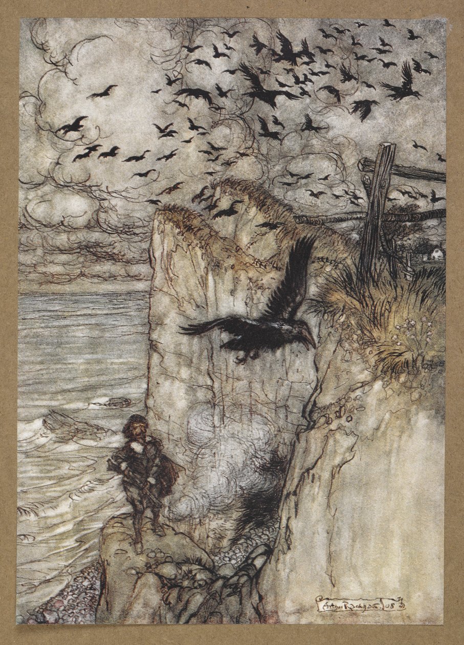 ... russet-pated choughs, many in sort, rising and cawing at the gun