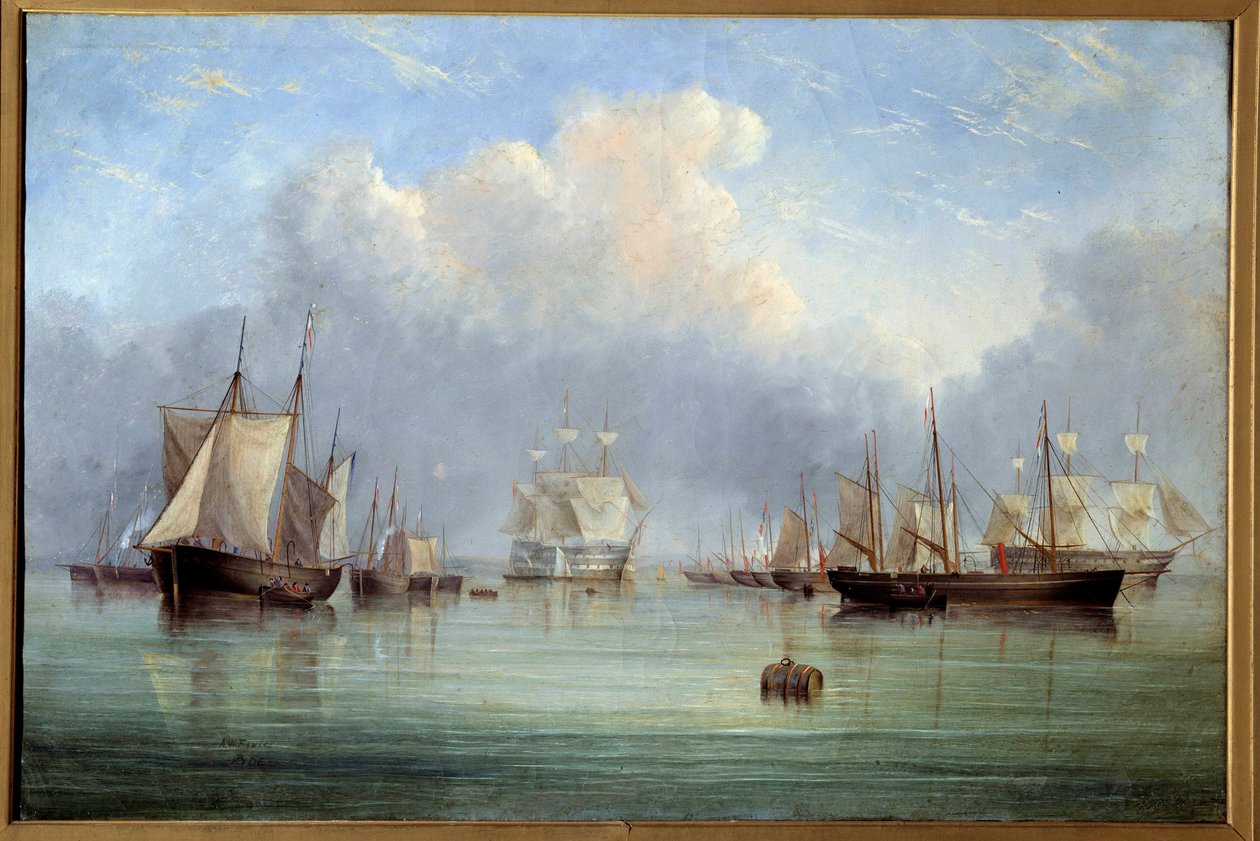 Ships and Sailboats Moored by Arthur Wellington Fowles