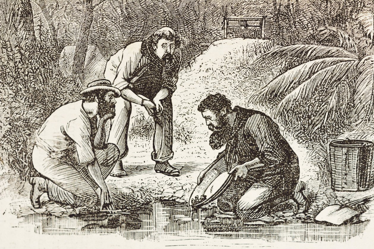 Australia (1880). The life of the gold diggers in Botany Bay (founded in 1788) (engraving) by Artist Unknown
