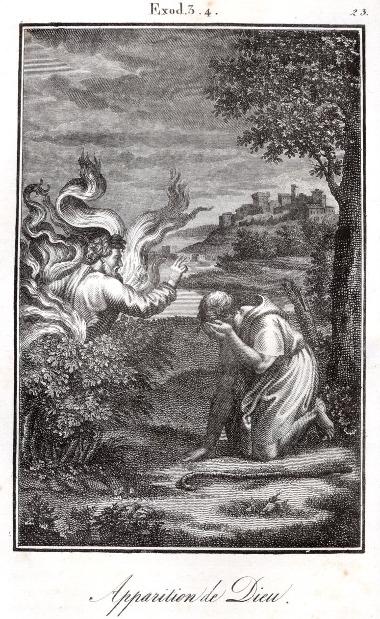 Bible, Moses and the Burning Bush, God Appears to Moses from a Burning Bush by Artist Unknown
